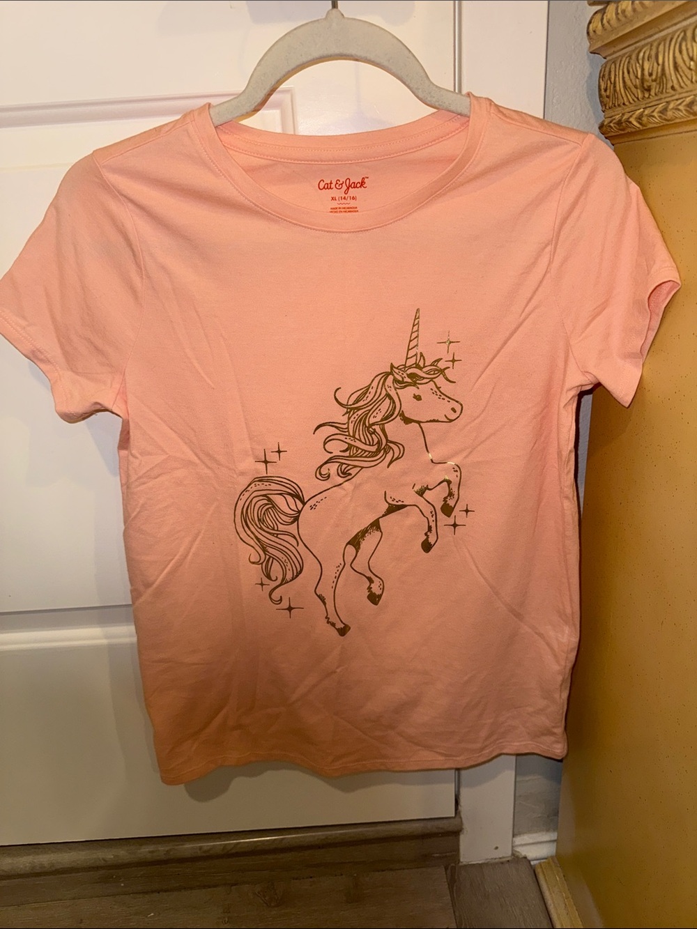 Cat & Jack Peach Pink Unicorn Short Sleeve Tee